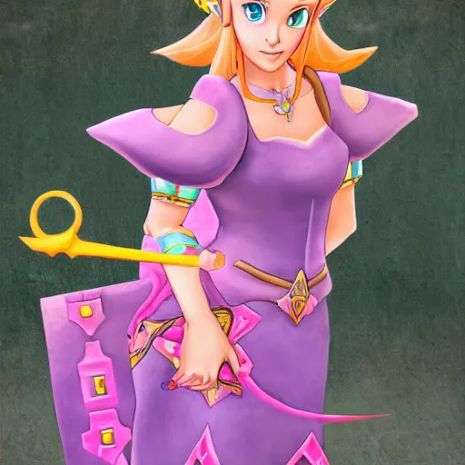 Prompt: princess zelda mixed with princess peach