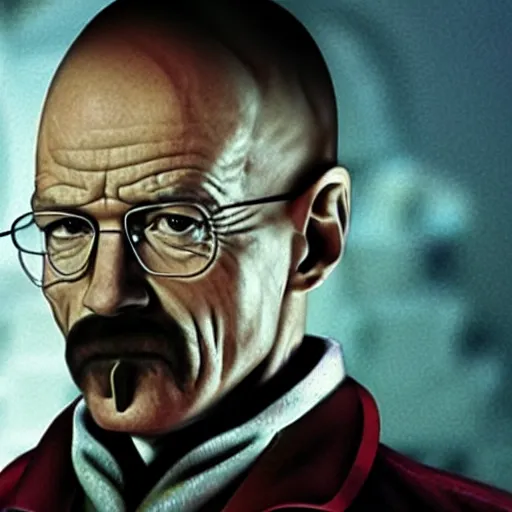 Image similar to walter white in a discord call with gus fring and dobby the house elf, bad camera quality, funny, realistic
