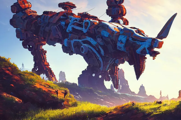 Image similar to burrower machine mecanical creature robot of horizon forbidden west horizon zero dawn bioluminiscence global illumination ray tracing hdr fanart arstation by ian pesty and alena aenami artworks in 4 k