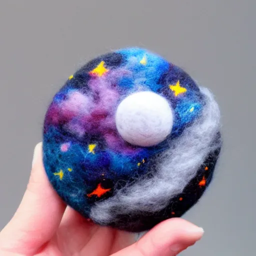 Prompt: Liminal space in outer space, needlefelt