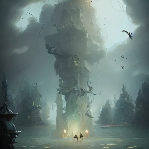 Image similar to realm of ghosts, by peter mohrbacher and mikko lagerstedt