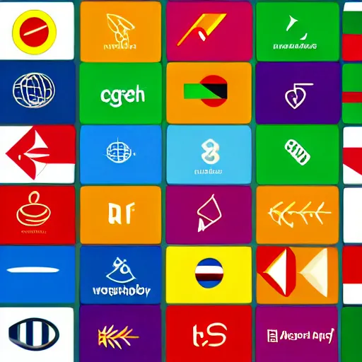 Prompt: a beautiful and colorful logo for mobile app about languages, including various flags