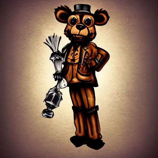 Prompt: Freddy fazbear steampunk