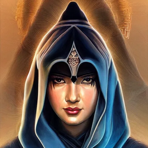 Image similar to steven seagal female, jedi master, wearing the traditional jedi robe, beautiful and uniquely odd looking, detailed symmetrical close up portrait, intricate complexity, in the style of artgerm and ilya kuvshinov, magic the gathering, star wars art