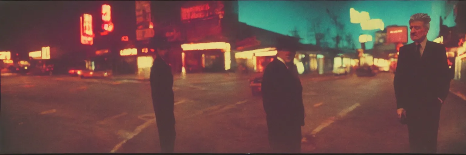 Prompt: 8 0 s polaroid photo, cinema still from david lynch movie, sleazy man watching night streets, colorful haze, americana, high production value, 8 k resolution, hyperrealistic, hdr, photorealistic, high definition, high details, tehnicolor, award - winning photography, masterpiece, amazing colors