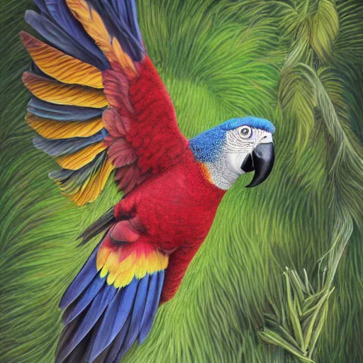 Prompt: a colored pencil drawing of a parrot by natalia rojas and ana maria martinez jaramillo adonna khare and marco mazzoni and diego fazio and dirk dzimirsky, pastel color, wingspan style, highly detailed, realistic graphite, artstation, 4 k, realism, photorealism, fine art