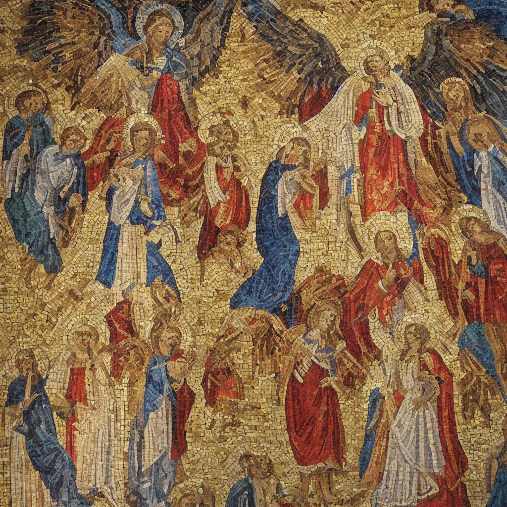 Image similar to angel hierarchy, orthodox mosaic