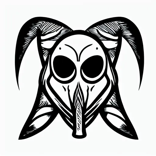 Prompt: logo of a plague doctor mask, black and white