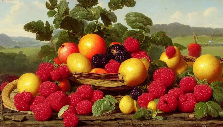 Image similar to a glorious bounty of summer fruits, by william mason brown