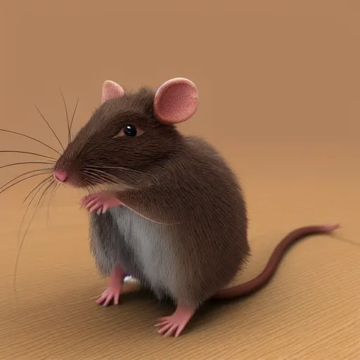 Image similar to fuzzy cute brown rat 3 d render awardwinning