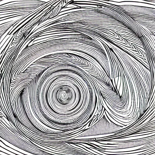Prompt: a black and white generative line - art drawing