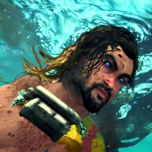 Image similar to jason momoa underwater, grand theft auto 5 gameplay