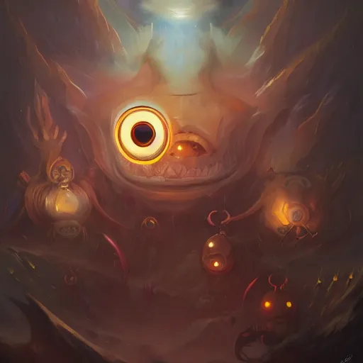 Image similar to Minion with a thousands eyes, by Peter Mohrbacher, Angelarium, 4k