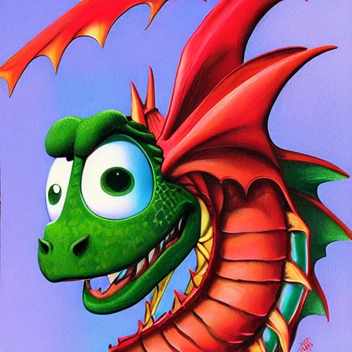 Image similar to dragon in a comic book style portrait painting pixar character design by mark ryden and pixar and hayao miyaz