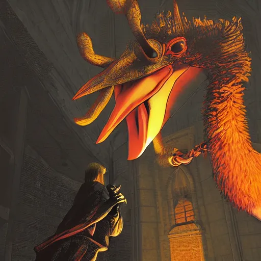 Image similar to big bird in dark souls by ilya kuvshinov katsuhiro otomo