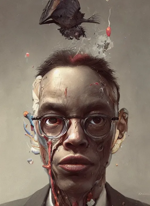 Prompt: it at once blesses us with the combinatoric potential we call creativity, and curses us to forever renegotiate the boundaries of the discrete, photorealistic portrait by michael komarck, greg rutkowski, victo ngai, artgerm, willem claesz heda and j. dickenson