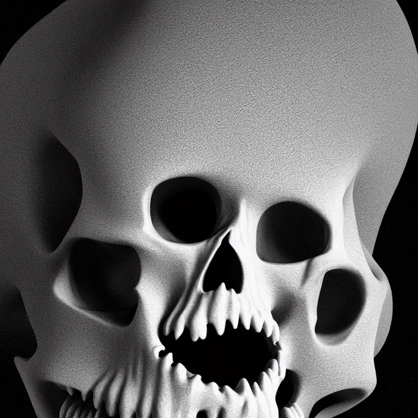 Image similar to black and white light 3D geometry, skull, matte bright highly detailed, poetic, 3D render, digital art, octane render, 8K artistic photography, photo-realistic, by Dora Maar