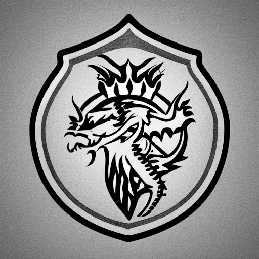 Image similar to logo of a dragon holding a shield and sword