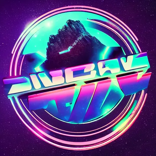 Prompt: scifi logo for a synthwave music producer, digital 3 d, black background, trending on artstation