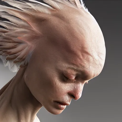 Image similar to photo realistic image of a featherless bird, stunning 3 d render inspired art by istvan sandorfi and greg rutkowski, perfect facial symmetry, realistic, highly detailed attributes and atmosphere, dim volumetric cinematic lighting,