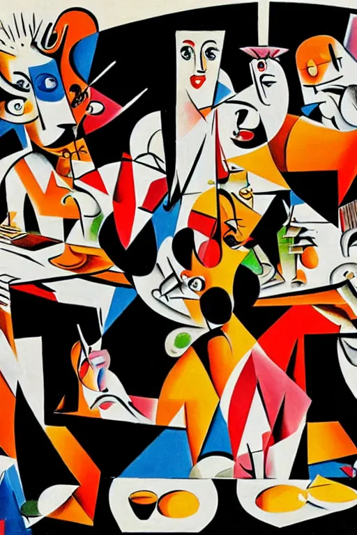 Prompt: a collage of people eating and drinking, a cubist painting by tomokazu matsuyama, trending on pixiv, cubism, cubism, picasso, pop art