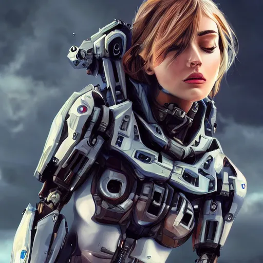 Image similar to heroine, beautiful, female mecha, faith connors, ultra detailed, digital art, 8 k, hd, character, realistic, portrait, 3 d, hyperrealistic