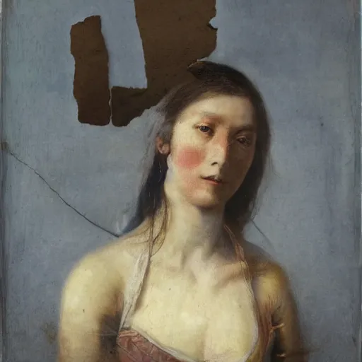 Image similar to a beautiful portrait of a woman with broken fragments