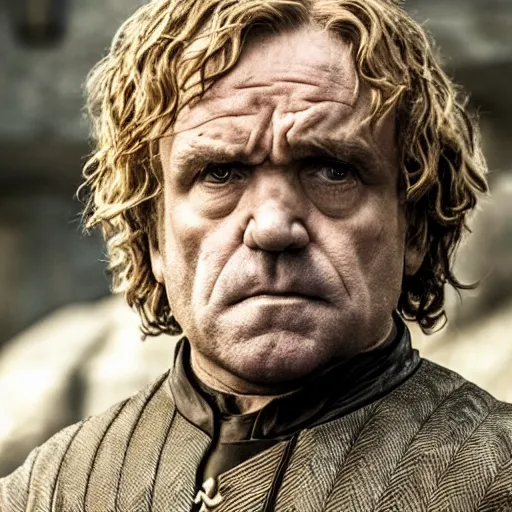 Prompt: Gerard Dépardieu as Tyrion Lannister, still from Game of Thrones, tv show, detailed, 4K