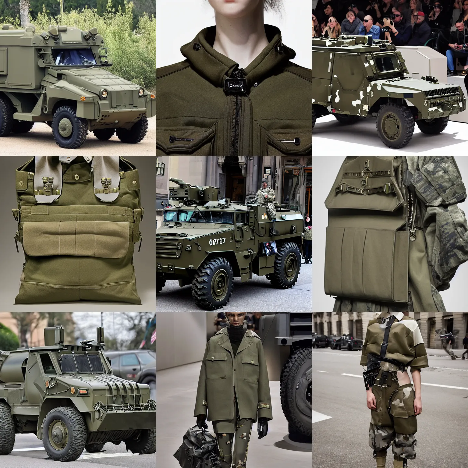 Prompt: balenciaga military vehicle