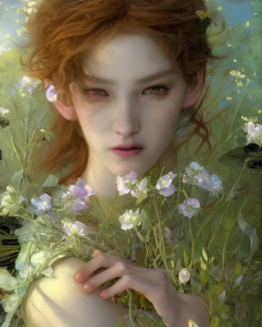 Image similar to a beautiful fairy, oil painting, by Edgar Maxence and Ross Tran and Michael Whelan