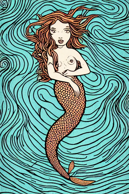 Prompt: portrait of a mermaid in kelp by MCBESS, coloured with gradients