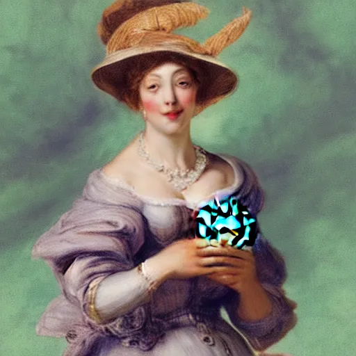 Image similar to heavenly summer sharp land sphere scallop well dressed lady holding a starbucks coffee cup, auslese, by peter paul rubens and eugene delacroix and karol bak, hyperrealism, digital illustration, fauvist, starbucks coffee cup green logo