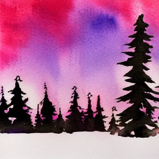 Image similar to winter synthwave watercolor watercolor