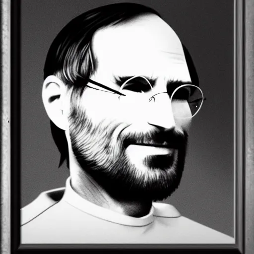 Image similar to an 1 8 0 0 s photo of steve jobs, squinting at high noon, style of a clint eastwood movie, the good, the bad and the ugly, vibe, glory days, justice, american flag, independence, patriotism, black and white, artgerm