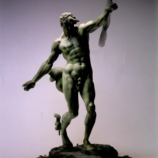 Prompt: a sculpture of a centaur by Michelangelo