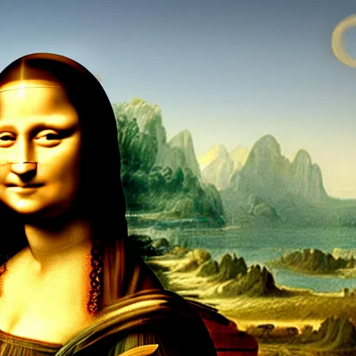 Image similar to stoned mona lisa detailed realistic retouching