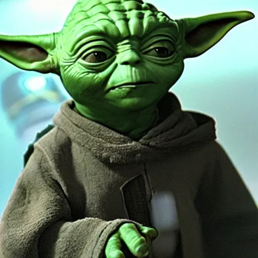 Image similar to yoda in star trek uniform, movie scene,4k