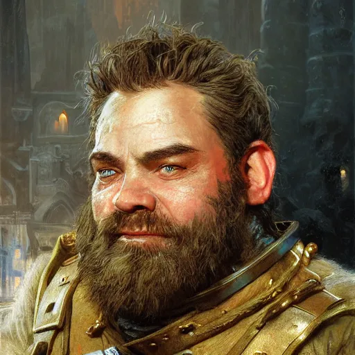 Prompt: portrait of a dwarf soldier, extreme fine detail background, night, highly detailed, detailed eyes, high quality, digital painting, hyperrealistic, by gaston bussiere, j. c. leyendecker, craig mullins