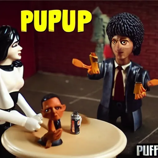 Image similar to dancing scene from pulp fiction recreated in robot chicken