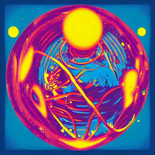 Image similar to 2 planet collapse particle fusion element macro cosmic art by butcher billy, sticker, colorful, illustration, highly detailed, simple, smooth and clean vector curves, no jagged lines, vector art, smooth andy warhol style