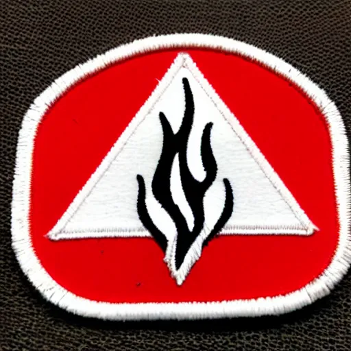 Image similar to a photo of a retro minimalist clean fire flame warning caution patch