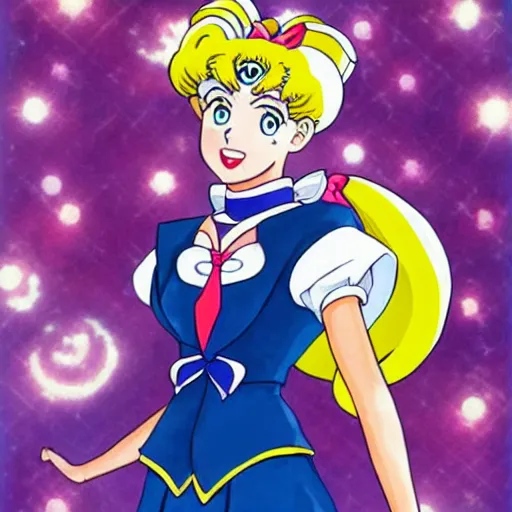 Image similar to a portrait of sailor moon as a human