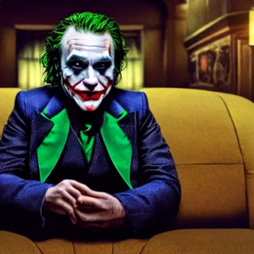 Image similar to The Joker played by Robin Williams 8k hdr movie still