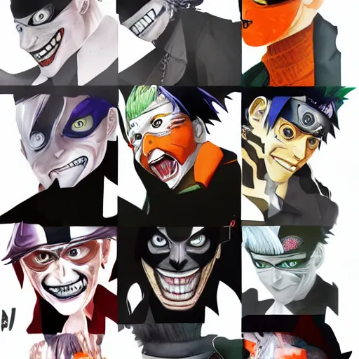 Image similar to Joker looks like Naruto, Joker as Naruto, high quality art, artbreeder, artstation