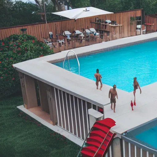 Image similar to gavin casalegno standing on a diving board above a pool, red weapon 8 k s 3 5, cooke anamorphic / i lenses, highly detailed, cinematic lighting