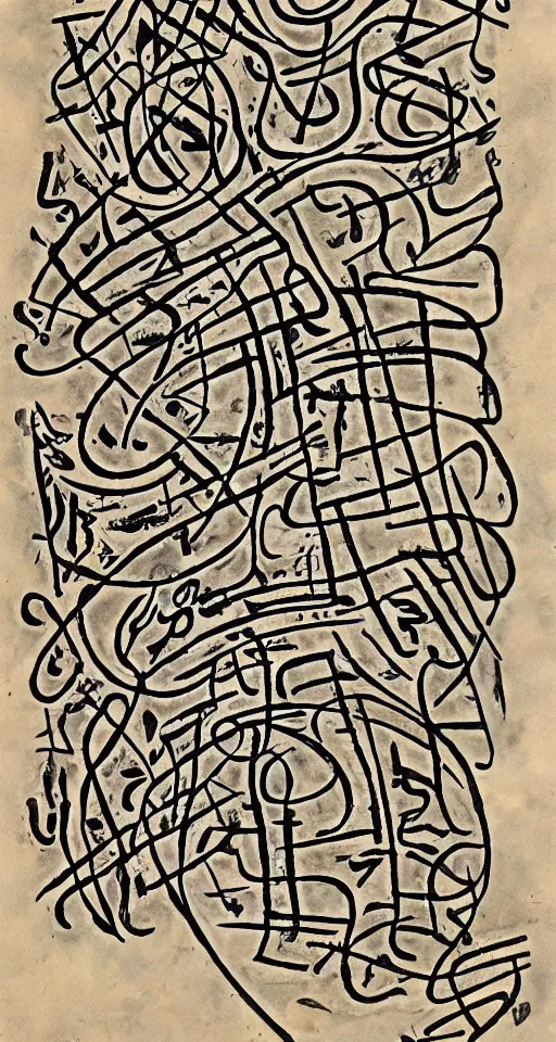 Prompt: a page of beautiful asemic writing