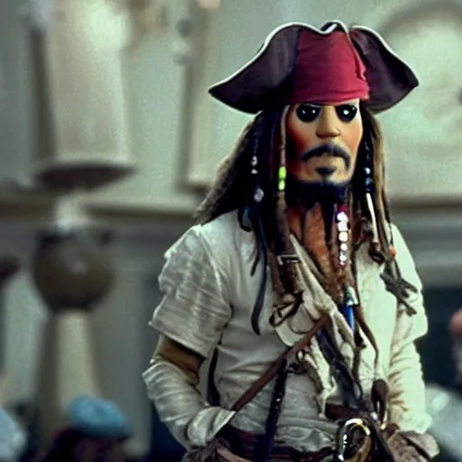 Prompt: a still of Jack Sparrow in The Muppets (1976)