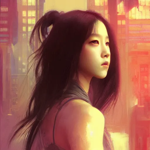 Image similar to jisoo of blackpink, hyperrealistic portrait, bladerunner street, art of elysium by jeremy mann and alphonse mucha, fantasy art, photo realistic, dynamic lighting, artstation, poster, volumetric lighting, very detailed face, 8 k, award winning