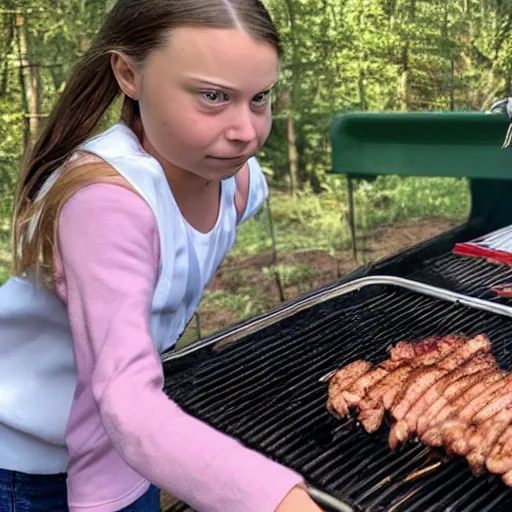 Image similar to photo of greta thunberg having a bbq