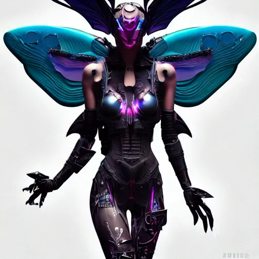 Prompt: a beautiful cyberpunk faerie with large wings in a dynamic pose, symmetrical face, art by Casimir, Artgerm, Travis Charest, melting, artstation character design, negative space, highly detailed, rendered in octane, dynamic lighting, cinematic